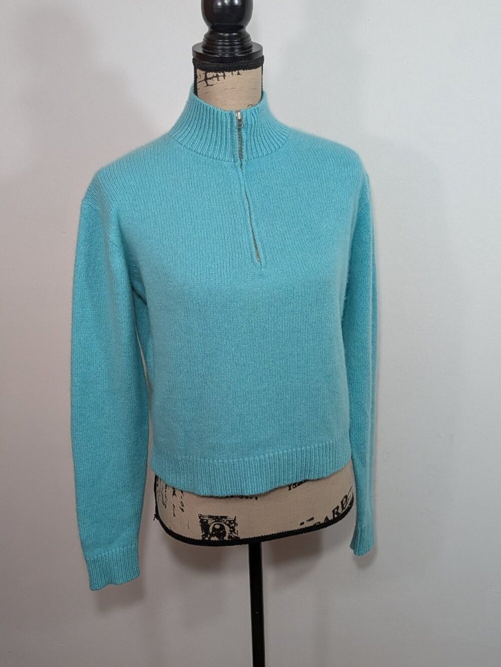 The Elder Statesman Womens Turquoise Half-Zip 100% Cashmere Sweater XS